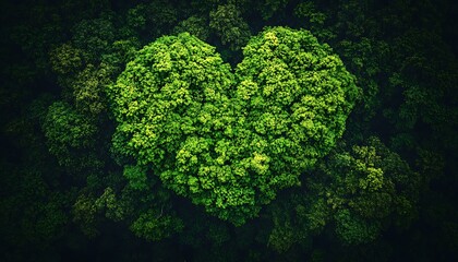 Heart-shaped forest from above