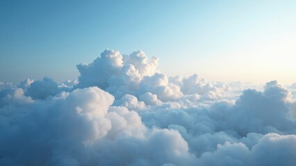 The sky is filled with fluffy white clouds, creating a serene and peaceful atmosphere. The blue sky serves as a beautiful backdrop for the clouds