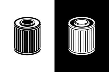 Oil Filter Silhouette Vector Icon Black & White Design.