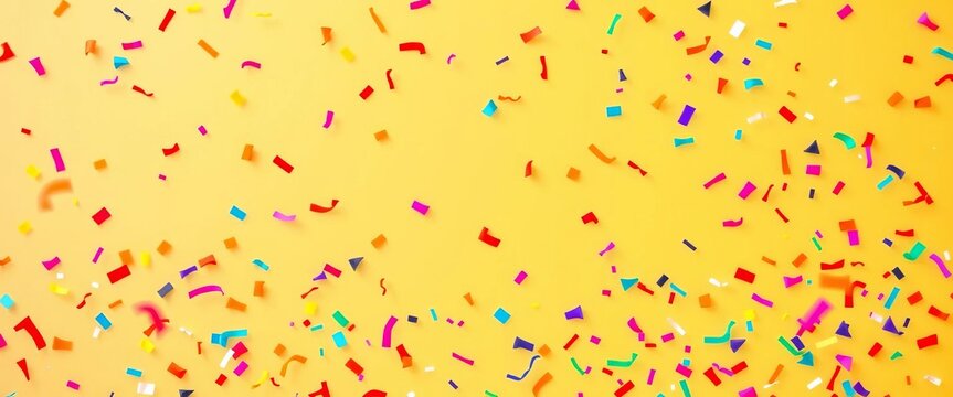 Vibrant colorful confetti bursts against a solid background, ideal for birthday celebration designs, anniversary, design