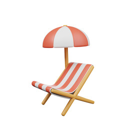 3D Beach Chair & Umbrella Icon