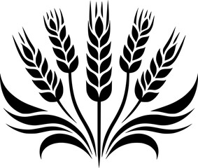 Black and white stylized wheat logo design.