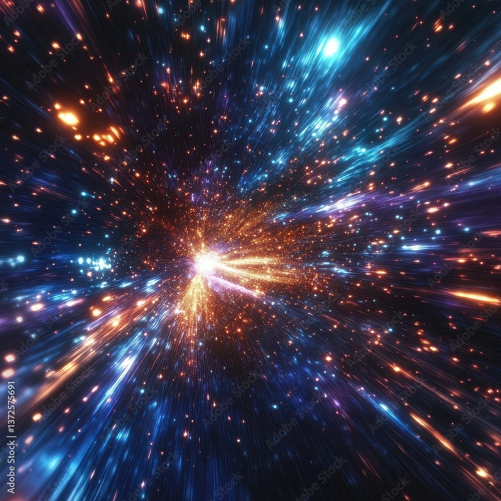 Poster a mesmerizing visualization depicting a spaceship traversing through a vibrant, colorful nebula at w