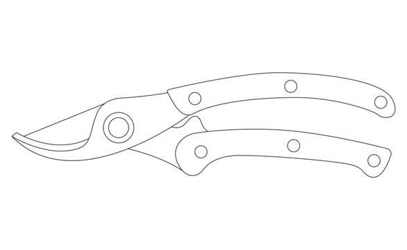 black and white garden shears outline clip art preview
