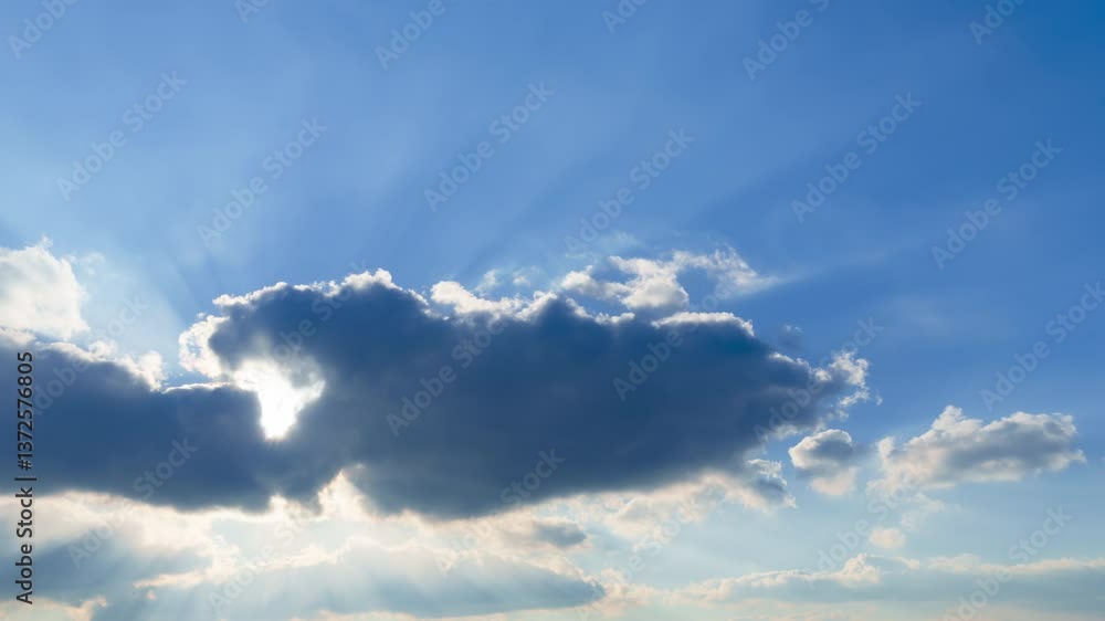 Wall mural beautiful blue sky with soft white clouds timelapse for abstract background