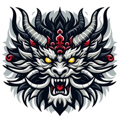 Obraz premium Fantasy Dragon Head Mascot with Aggressive Design and Black-Red Colors