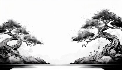 creative abstract beautiful bonsai tree background, serenity and relaxation concept