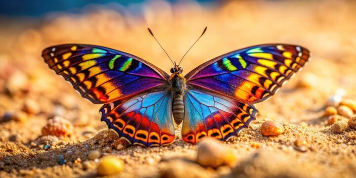 Butterfly Prepona Laerte on the sand, vibrant colors, prepona laerte, outdoor,  prepona laerte