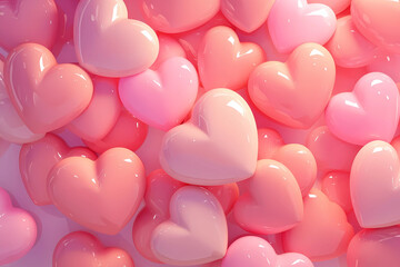 かわいいハートの背景（壁紙、ピンク、立体、3d）	