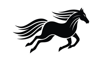 Fototapeta premium Galloping Black Horse Dynamic Silhouette