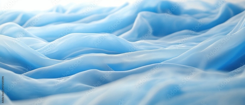 Poster serene blue fabric waves flowing gracefully creating a soft and dreamy texture with gentle light and