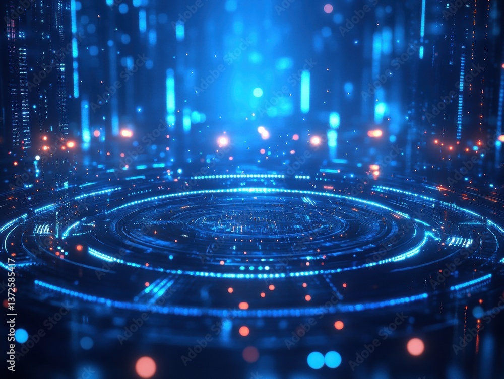 Poster futuristic blue technology background showcasing digital network connectivity and data transmission 