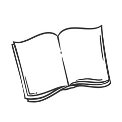 Open book with pages line icon. Outline hand drawn vintage diary, school textbook or dictionary for school student study and read. Literature, library mascot, simple book icon vector illustration
