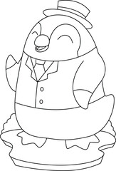 Penguin Groom Suit Wedding Animal Vector Graphic Art Illustration