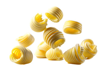Butter curls in air isolated on a transparent background