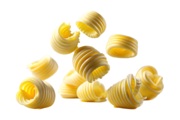 Butter curls in air isolated on a transparent background