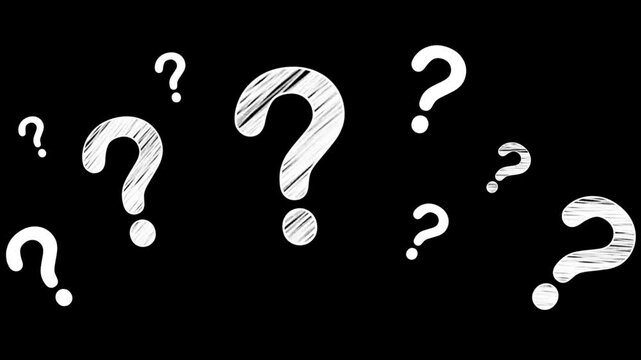 Mysterious Inquiry, Looping Animation of a Glowing Question Mark on a Black Background