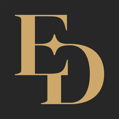 initial E,D serif star monogram logo 