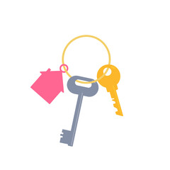 key with house keychain.  Buy or sell building icon or print. Mortgage loan. Housing for rent. Template for sale, rent home. rent house, concept.