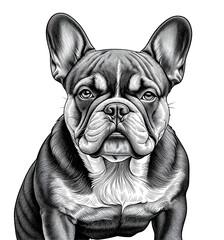 french bulldog portrait,  vintage illustration