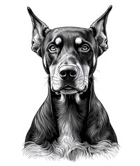 Doberman, vintage illustration