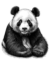 portrait of a panda, vintage illustration