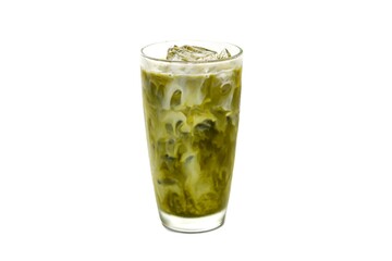 Ice matcha green tea put on isolated concept of healthy.