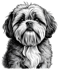 shih tzu puppy. vintage illustration