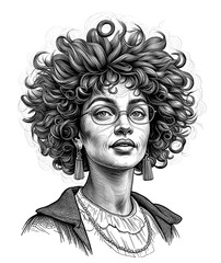 portrait of a woman with a hairstyle, vintage illustration