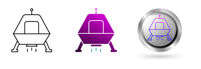 Lunar Lander icon represents space technology innovation, planetary exploration. Ideal for astronomy education, science applications etc. © MNAStudio