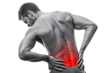 A digitally edited image of a muscular man with short hair, shown from a rear three-quarter angle