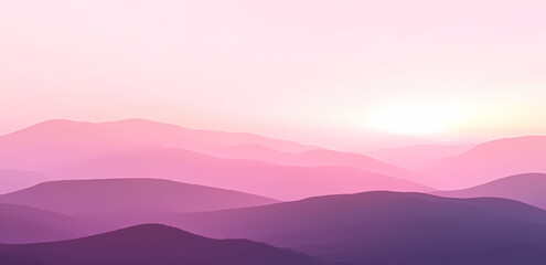 Misty Mountains in Soft Pastel Colors