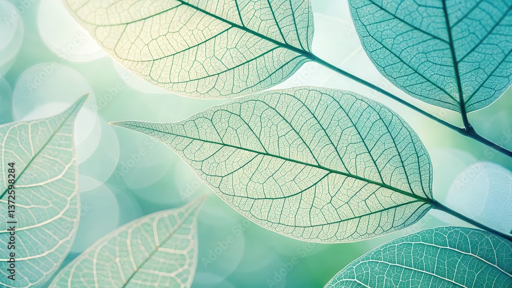 Poster environmental awareness day concept. delicate leaves with intricate patterns against a soft, blurred