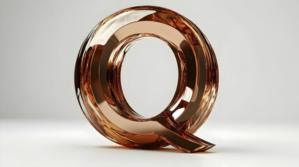 Bronze glass letter q 3 d render