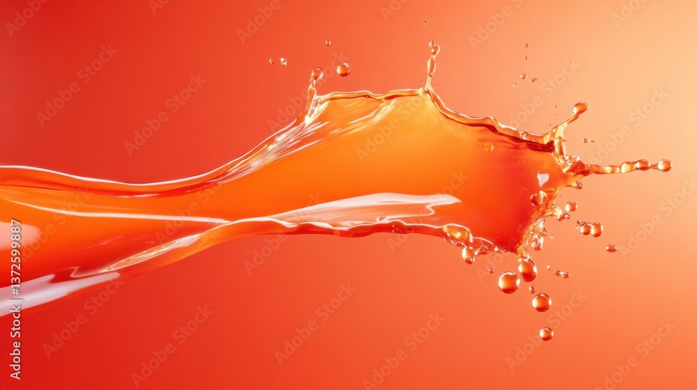 Poster dynamic splash of fizzy soda droplets captures vibrant orange and red tones in ultra hd detail durin