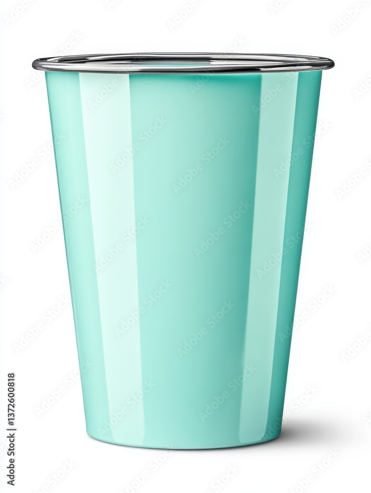Poster Elegant Turquoise Cup on White Backdrop Capturing Minimalist Design and Smooth Texture in Studio Lighting