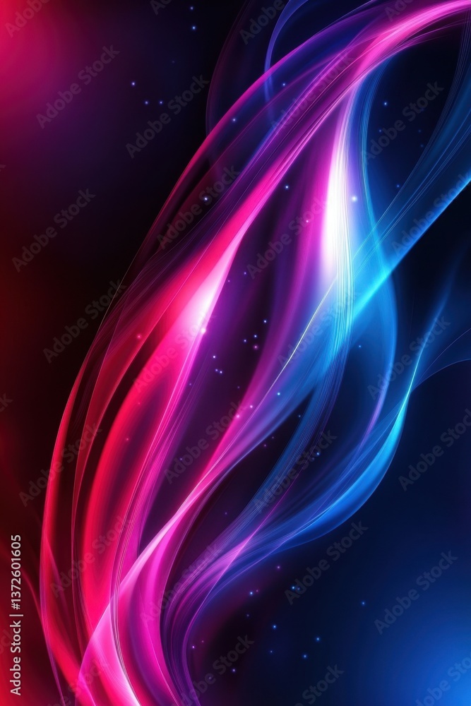 Poster abstract background with vibrant pink and blue glowing lines creating a dynamic and energetic design