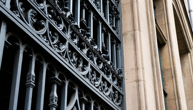 Architectural Window Design with Ornate Metalwork