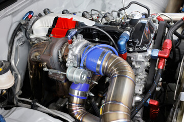 Turbo charger and waste gate on race car engine