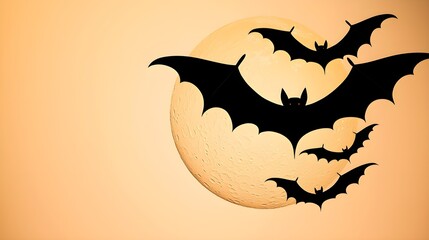 Bats flying against a full moon night sky digital art spooky atmosphere eerie perspective