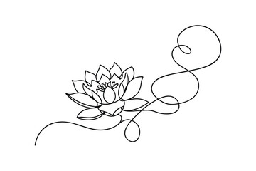 Elegant SingleLine Lotus Flower Drawing, Minimalist Art, Botanical Illustration