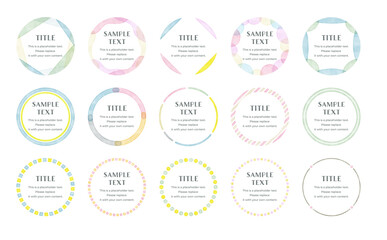 ベクターの水彩風　サークル フレーム　セット