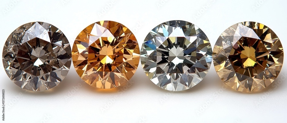 Poster four radiant gemstones in a row displaying a spectrum of colors creating a sense of luxury and elega