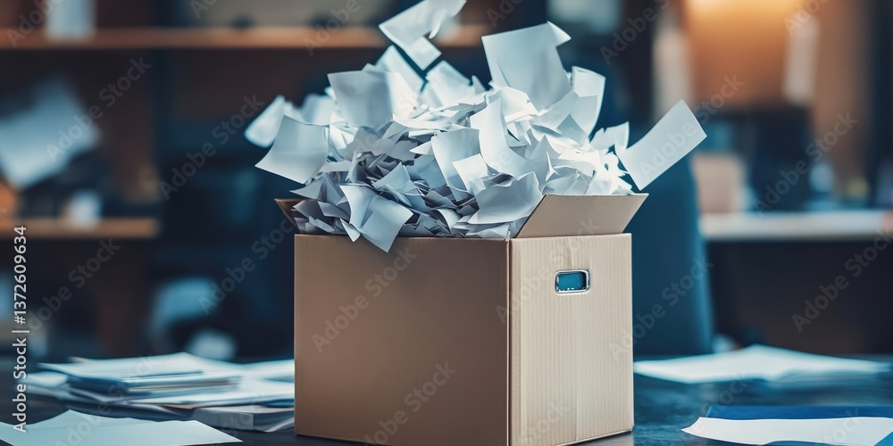 Poster a suggestion box overflowing with ideas, symbolizing high employee engagement and a collaborative wo