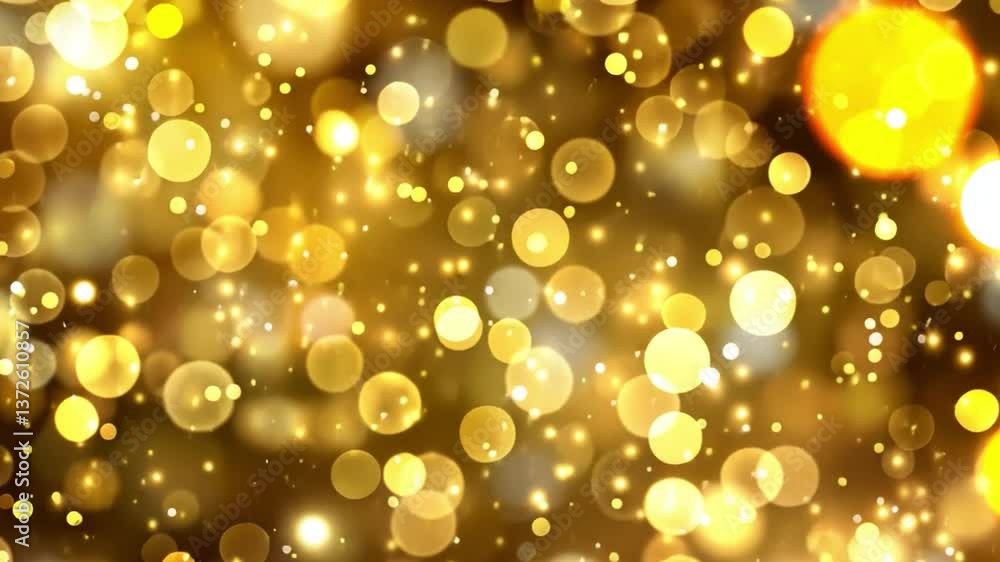 Poster golden bokeh lights warm and festive background of shimmering circles for celebration and joyful occ