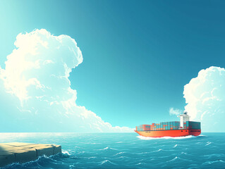Majestic Cargo Ship on a Vast Ocean