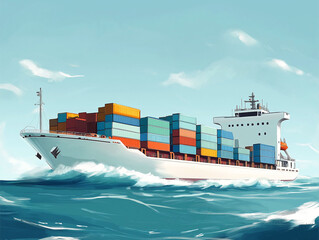 Majestic Cargo Ship Sailing the Open Ocean