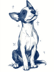 Smiling Thai Ridgeback Dog with Star Accents