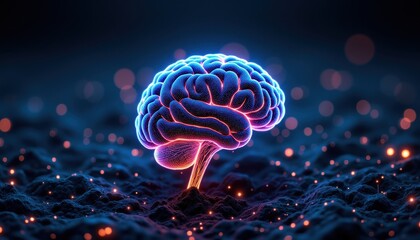 Glowing Brain Design Symbolizing Intelligence and Creativity in 3D