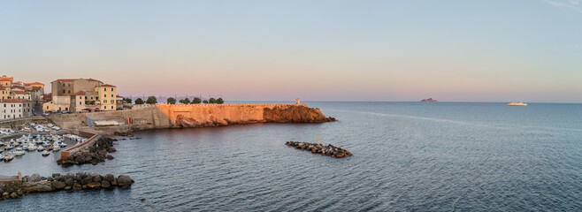 View of Piombino lighthouse and Piazza Giovanni Bovio